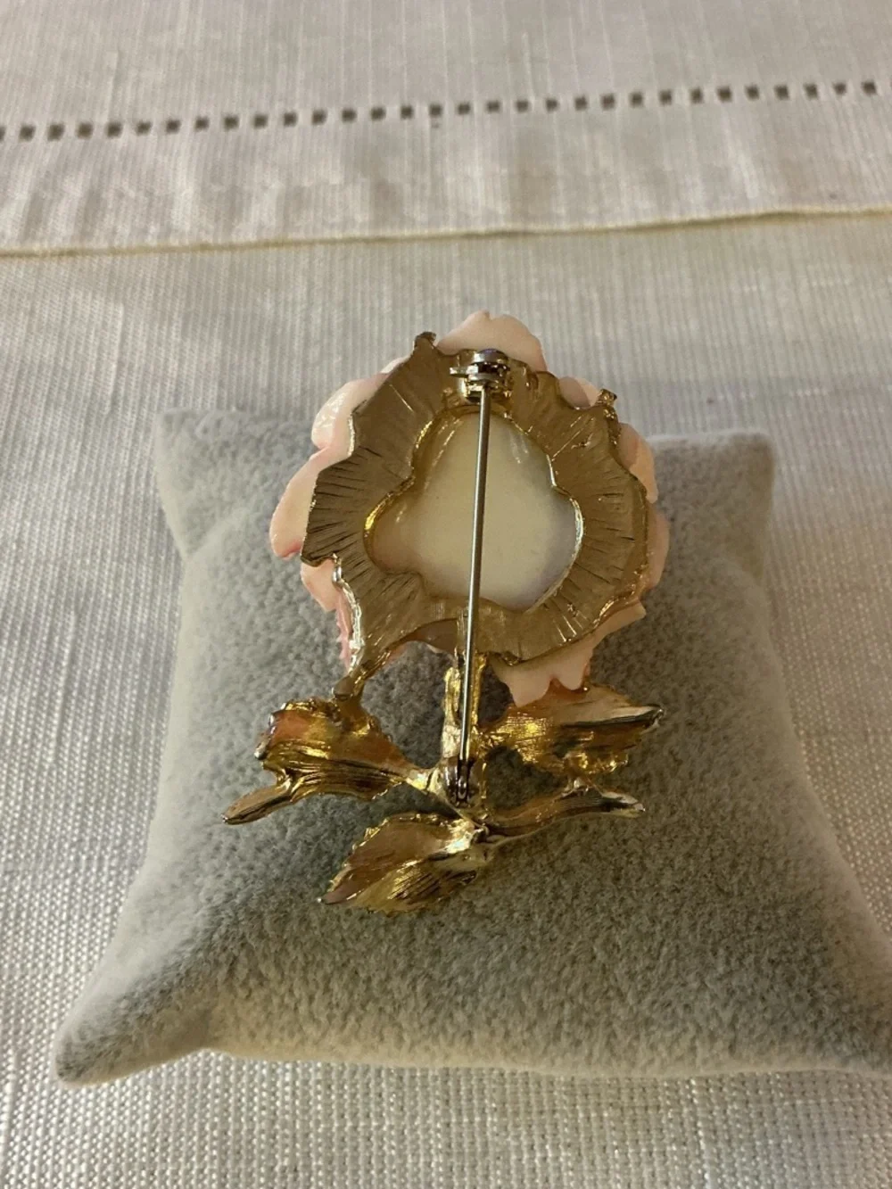 Pink Thermoplastic Roses Brooch and Bracelet linked bracelet